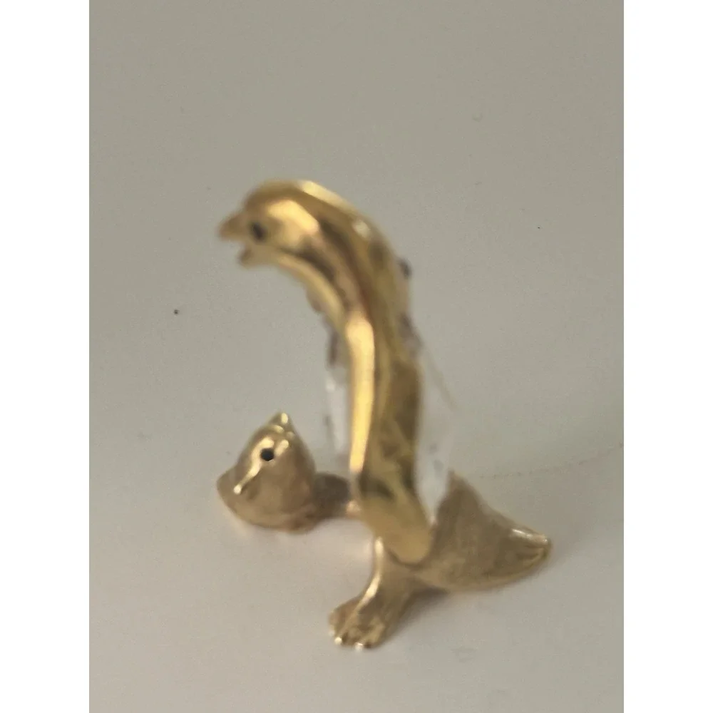 VTG Lencia Austria Star Collection Swarovski‎ Crystal Gold Plated Mother Penguin